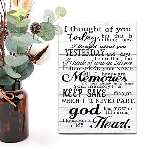 Aihesui Wood Hanging Sign with Hanger I Thought of You Today Rustic Wooden Plaque Sign Decoration for Home Farmhouse Room Outdoor 12 x 18 Inch, Multicolor