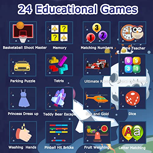 cosjoype kids game smart watch for kids with 24 puzzle games hd touch screen camera music player pedometer alarm clock calculator flashlight 1224hr kid watch gift for 4-12 year old boys toys for kid