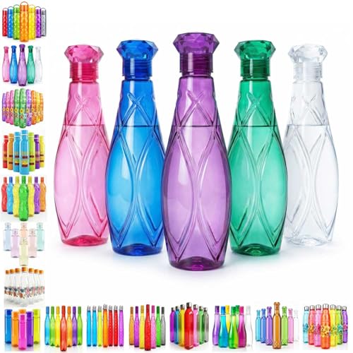 Image of TAVASYA Unbreakable 1 Litre Crystal Curve Water Bottles | Pack of 6 | Multicolor | Leakproof Screw Cap | BPA-Free | Bottles for Fridge, Gym, Home, Office, School and Travel