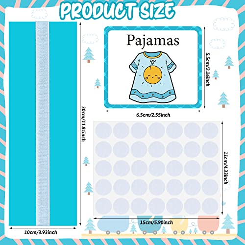 Visual 35 Pieces Schedule for Toddlers Autism Learning Materials Kids Routine Cards Visual Wall Planner, 2 Chore Chart Schedule Board for Home School, 2 Rough Strips, 35 Hook and Loop Dots(Cyan) - Image 4