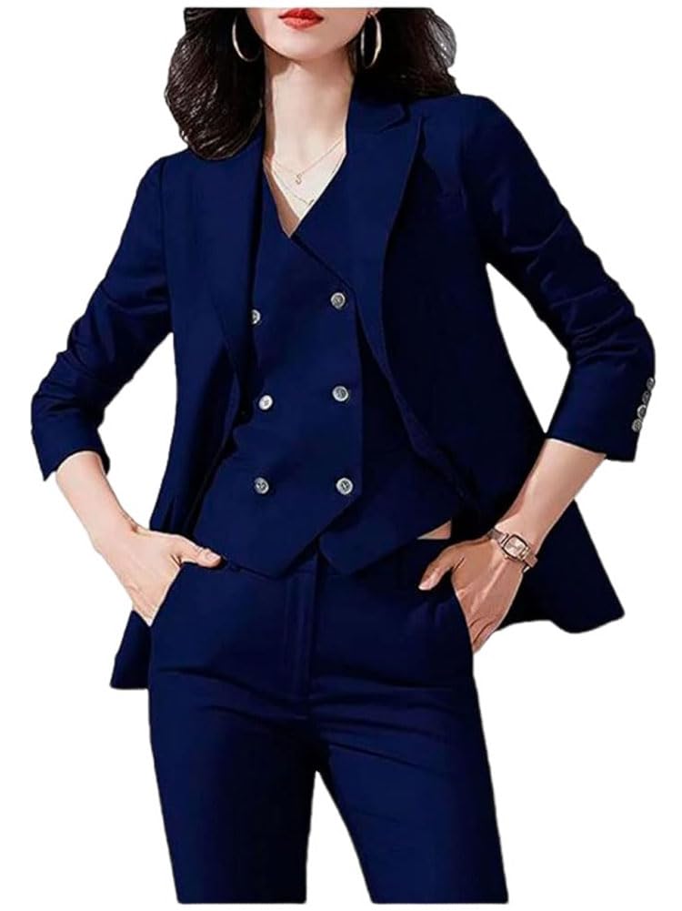 Conjunto de 3 piezas para mujer, traje de oficina, chaqueta, chaleco, pantalones, trajes de negocios, traje de fiesta de graduación, ropa casual