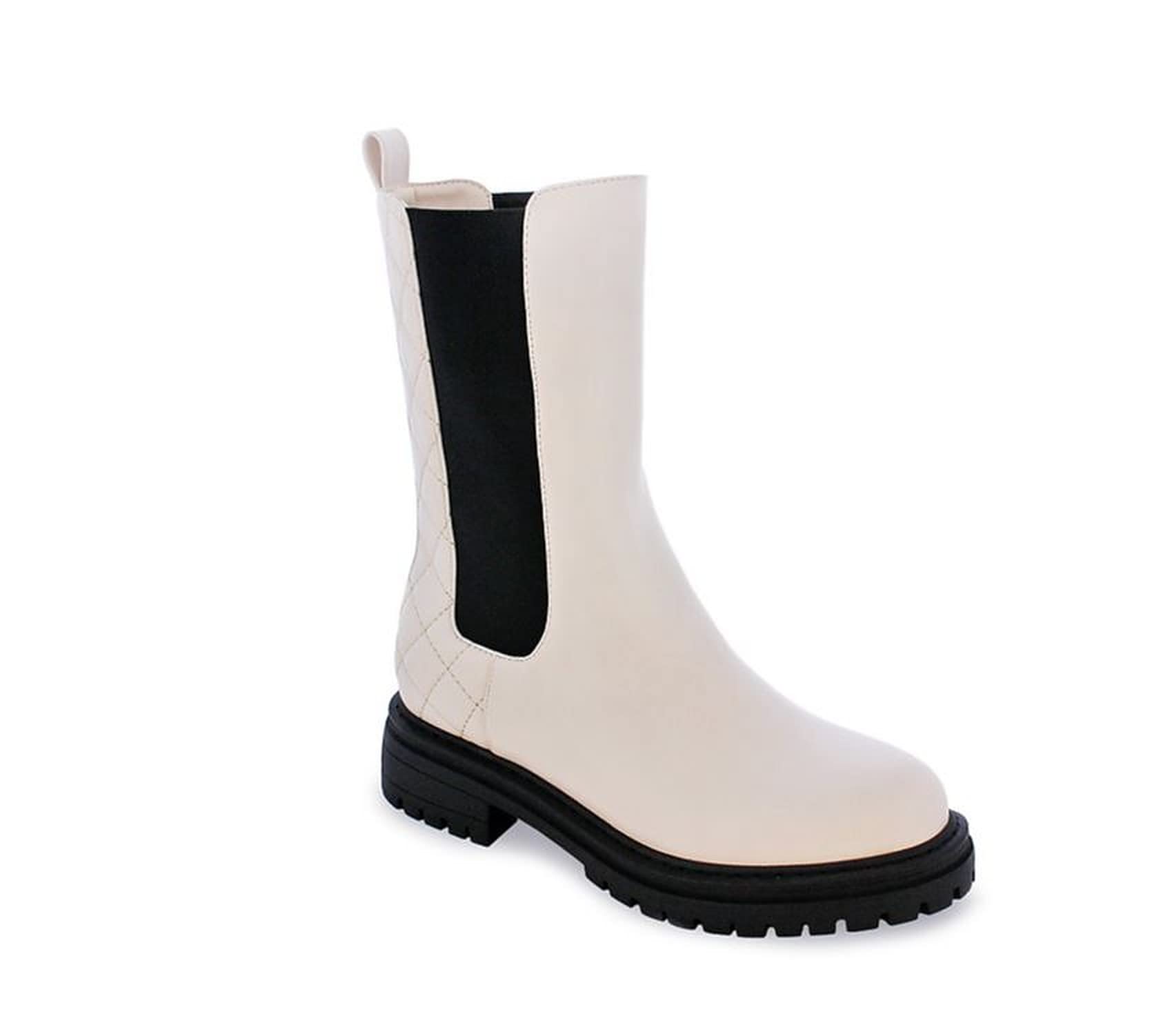 Women's Ankle Boots Slip On Mid Calf Chunky Platform Comfortable Pull-on Booties