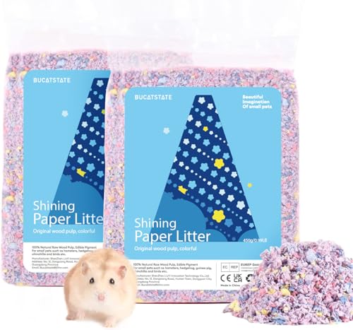 BUCATSTATE Lecho de Papel para Hámsteres, 900g Lecho para Conejos Control de Olores Fuertes, Lecho de Papel Súper Absorbente, Libre de Polvo para Cobayas (Violeta)
