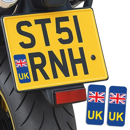 Reactive Brands - SAFESIGN (2 Pack) UK Motorbike Stickers for Europe GB for Bike UK car Sticker Number Plate Stickers - Vinyl Self-Adhesive - Union Jack Replaces EU Flag Brexit - Water Proof EN ISO 7010:2012