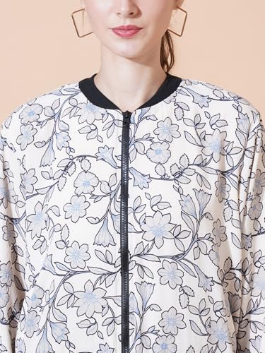 Image of 9 Impression Women's Printed Bomber Jackets | Full Zipper Regular Jacket | Casual Sweatshirt | Oversized Jackets for Women | Outdoor Office Wear Winter Jackets