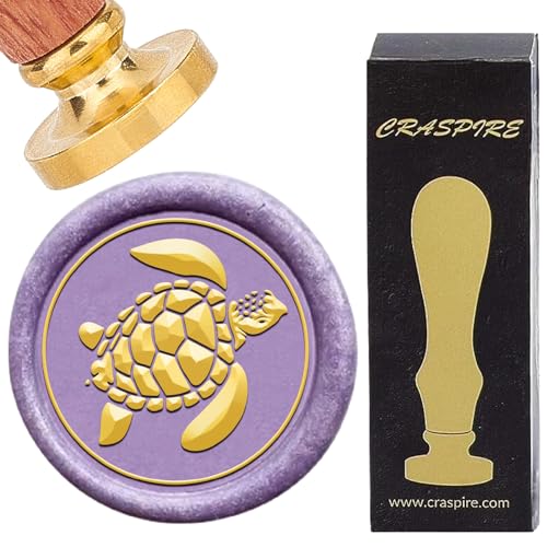 CRASPIRE Sello de Cera de Tortuga Sello de Cera de Sellado Retro de Animales Marinos Cabeza de Latón Extraíble de 25 mm con Mango de Palisandro para Bricolaje Álbumes de Recortes Invitaciones