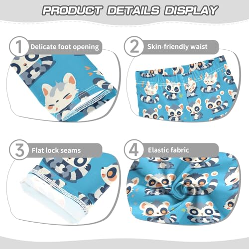 Lemurs Madagascar on Blue Pattern Kids Girl's Leggings Fashion Full Length Workout Pants Gym3