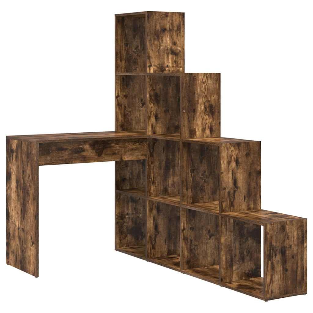 Bureau pour ordinateur à domicile format d'angle chêne fumé