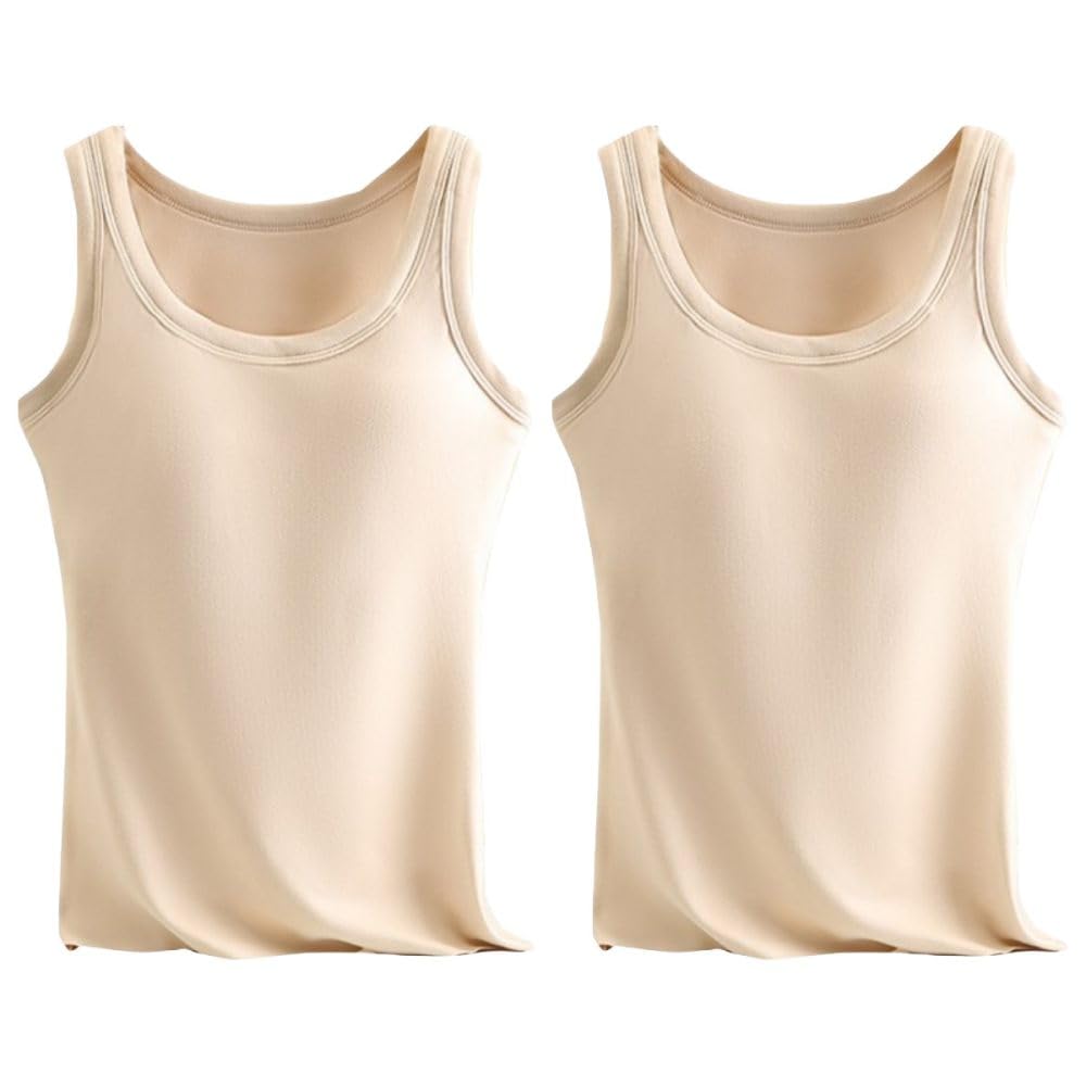 2 Pezzi Canotta Termica da Donna Senza Maniche con Reggiseno Incorporato, Top Termici in Micropile Spazzolato Intimo Termico Strati di Base, Canottiera Canottiera Canottiera