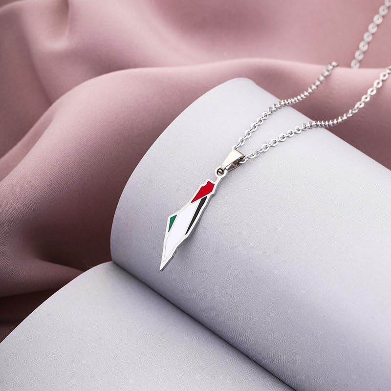 Palestine Necklace Stainless Steel Israel And Palestine Map Flag Necklace Pendant for Women Men Arabic National Jewelry - Image 2