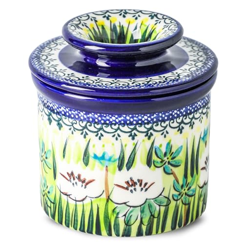 Lyeec Handpainted Ceramic Butter Crock