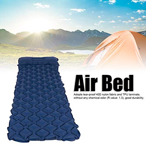 Tapete para dormir com ar, tapete para mochila, tapete inflável leve para viagem de piquenique (azul