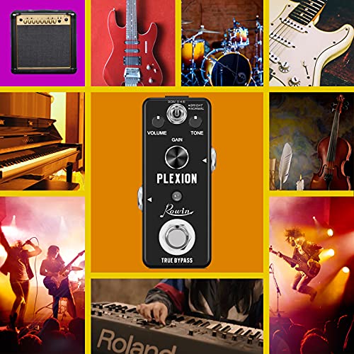 Rowin Plexion Distortion Pedal For Guitar And Bass With Bright And Normal Mode True Bypass #TOP6