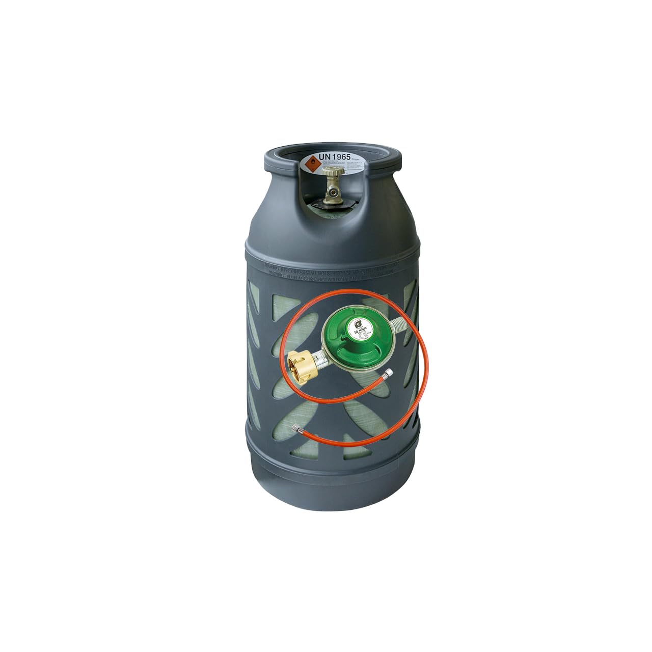 Bluecraft Premium Composite 10 kg Eigentums Propangasflasche leer inkl. 50mbar Campingregler und Gasschlauch 150 cm
