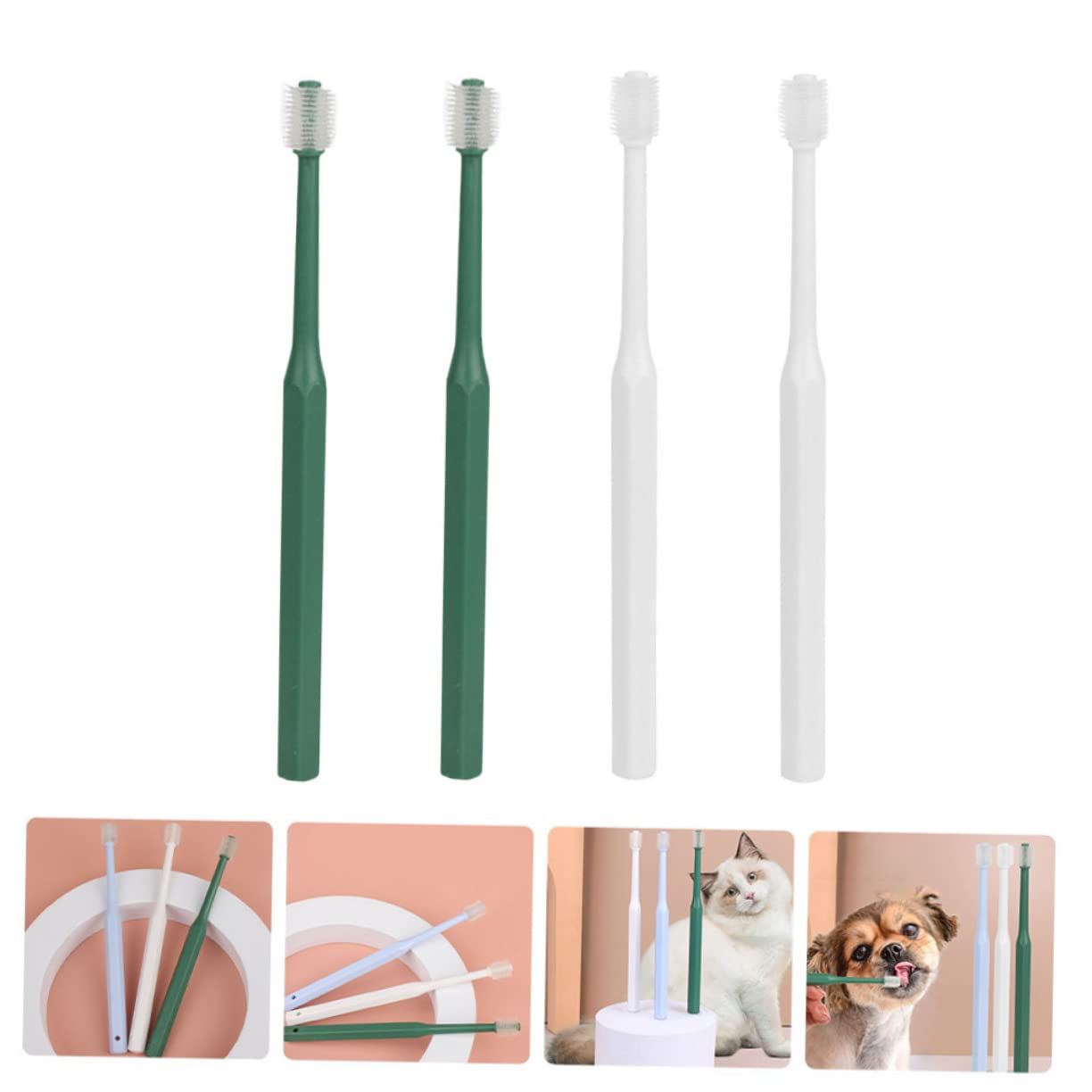 INOOMP 12pièces Brosse à Dents Douce Pour Animaux De Compagnie Kit De Nettoyage Pour Chiens Et Avec Antidérapant Et Conception Ergonomique
