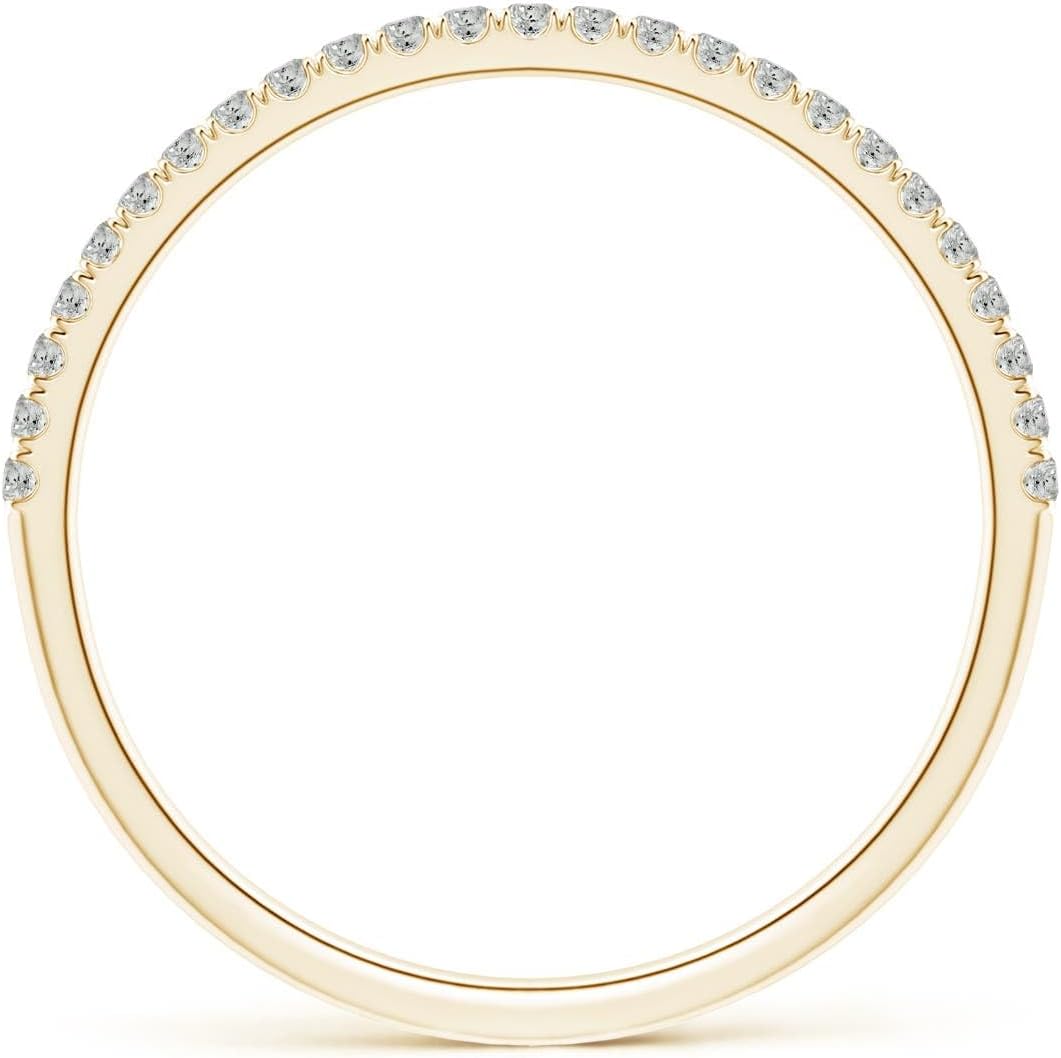 Angara 0.15 ct Split Prong Diamond Half Eternity Ring in 14K Yellow Gold | Natural Diamond Wedding Ring for Women | April Birthday, Anniversary Jewelry Gift | KI3 | 1.1mm | Ring Size- 9.5