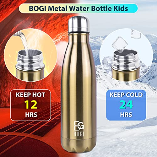 Image of BOGI 2 Pack 17oz Insulated Water Bottle Double Wall Vacuum Stainless Steel Water Bottles, Leak Proof Metal Sports Water Bottle Keeps Drink Hot & Cold - Perfect for Outdoor Sports Camping (Cham+Dblue)