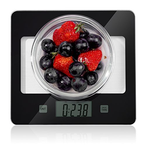 Home Gizmo Kitchen Food Scale, Digital Multifunction Accurate Postage Scales with Large LCD Display for Baking and Cooking, 11lb Capacity by 0.1oz, Tempered Glass Surface