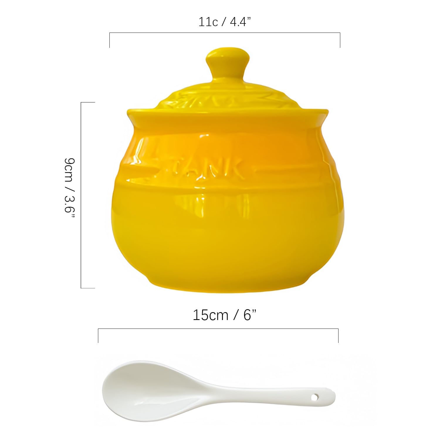 Zuckerdose mit Deckel und Löffel, buntes Zuckerglas, 250 ml, Gelb