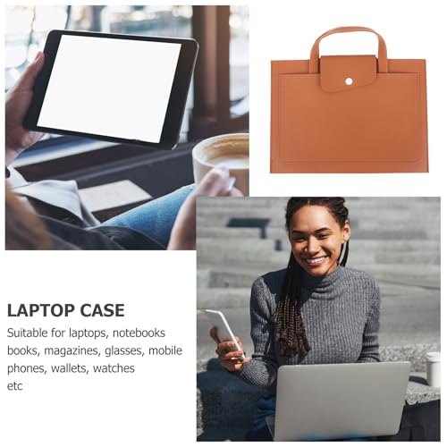 Funda para portátil caqui de PU con cierre fácil 3