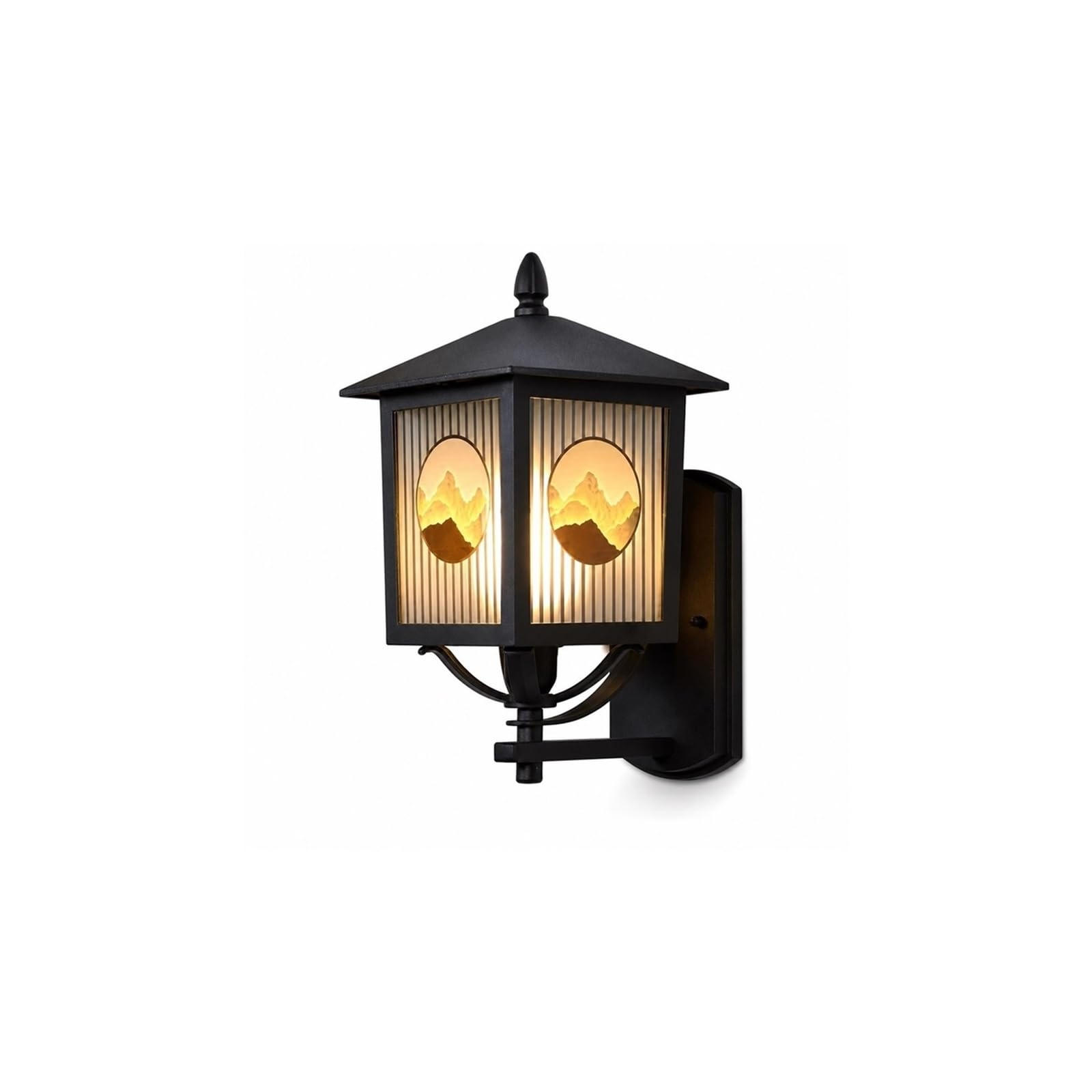 OZBMA Postmodern Outdoor Lantern, Coffee Color Exterior Lamp, Waterproof Die-Cast Aluminum LED Sconce with Glass Shade, Porch Lighting Fixtures for Gate Entryway Staircase Foyer Threshold