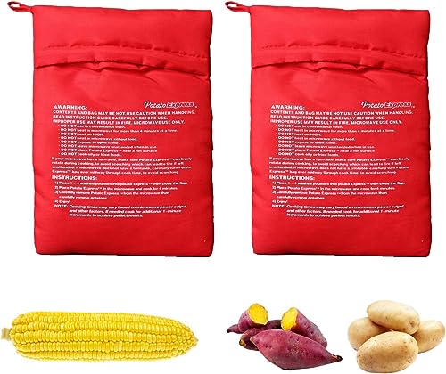 Bolsa de Papa para Microondas, Papas Asadas al Microondas,Lavable Reutilizable Bolsa de Patata,2PCS Bolsa de Cocción de Patatas Utensilios de Cocina Patatas Patatas Microondas
