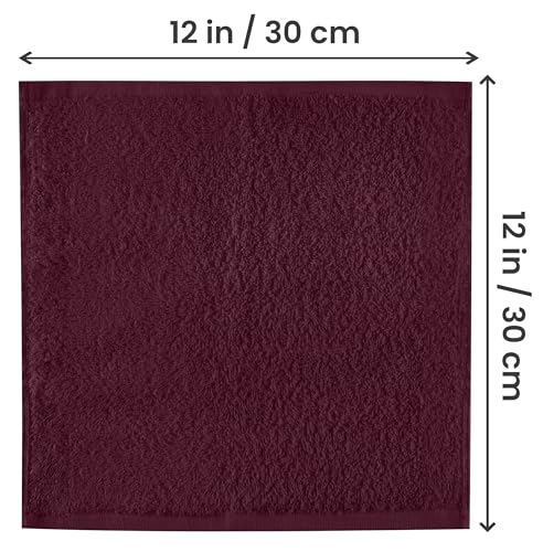 Image of Utopia Towels 24 Pack Cotton Washcloths Set, 100% Ring Spun Cotton, Premium Quality Flannel Face Cloths, Highly Absorbent and Soft Feel Fingertip Towels, Burgundy