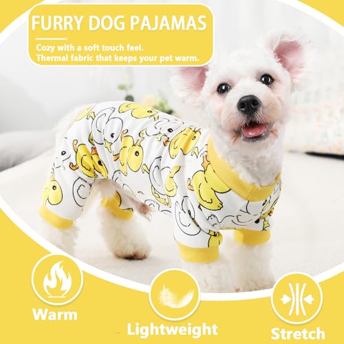 Fall-Dog-Pajamas-Sweaters-for-Small-Dogs-Fleece-Dog-Onesie-Stretchy-Puppy-Sweater-Warm-Small-Dog-Clothes-Dog-Pjs-Pet-ApparelXXS-Dog-ClothesYellow-Duck Fall Dog Pajamas Sweaters for Small Dogs Fleece Dog Onesie Stretchy Puppy Sweater Warm Small Dog Clothes Dog Pjs Pet ApparelXXS Dog ClothesYellow Duck
