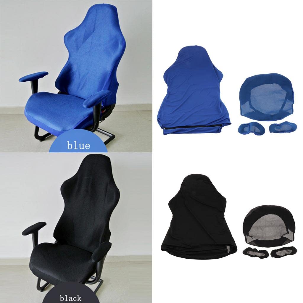 Generic Lot de 2 Housses de Chaise de Jeu Pivotantes Extensibles pour Ordinateur de Jeu, Bleu + noir, comme décrit