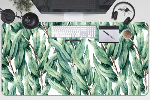 Tapis de bureau 100x50 cm en vinyle PVC imperméable à motif feuilles