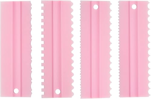 Suave para pasteles paquete de 4 raspadores de pasteles herramientas de borde de mantequilla crema peine de decoración glaseado 8 texturas de diseño