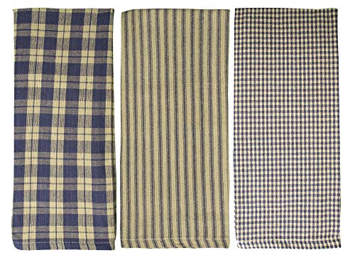 Farmhouse Kitchen Towels, Striped Buffalo Checked Plaid Dish Towels, 3 Kitchen Towels