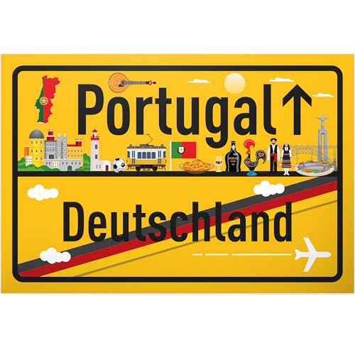 DankeDir! Portugal Deutschland Ortsschild - Schild 30 x 20 cm - Geschenk Idee Gutschein Reise Urlaub Reisegutschein Männer & Frauen Geldgeschenk Abschiedskarte Geschenkidee Deko Karte