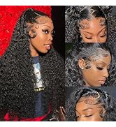 Water Wave Lace Front Wigs 13x4 Hd Trasparent Lace Frontal Wigs Human Hair Pre Plucked Wet And Wa...