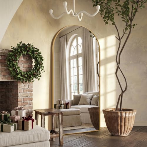 Image of 76 inchx35 inch Floor Mirror Full Length Arched Full Length Mirror Gold