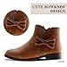LseLom Girls Ankle Boots Kids Ankle Booties Bow Side Zipper Low Heel Outdoor Warm Shoes for Little Kids/Big Kids PU Brown Size 1