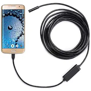 DDLC HD Plus Endoscope Camera Flexible IP67 Waterproof Inspection 6 LED Camera with 5M Cable 5.5mm 7mm for Android, PC & Notebook, with OTG App USB Camera (Black) S,c Camera (2m Endoscop Camera)