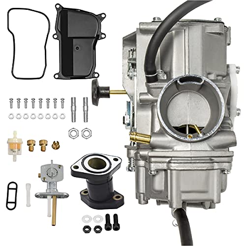 LSSM YFM350 Carburetor For Yamaha 1987-1998 Big Bear 350 1987-1995 Moto-4 350 YFM 350 1996-1998 Kodiak 400 YFM400 ATV Carb with Intake Manifold and Fuel Valve Switch (LT-YFM350 002)
