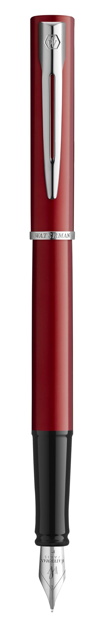 Waterman Penna stilografica Allure Premium in metallo | Lacca rossa con finiture cromate | Pennino fine | Inchiostro nero | Confezione regalo
