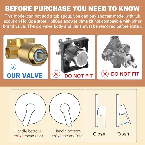 Shower Faucet, Gold Shower Faucet Set with 8-Inch Rainfall Showerhead, Single-Handle Shower-Trim Kit Included Valve, Brushed Gold | Shower Faucet with Single-Handle Shower-Trim Kit Included Valve miniatura 2