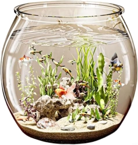 金魚鉢 丸型水槽 プラスチック製 卓上丸型水族生態水槽館 MumuElf 室内装飾 観葉植物 花瓶 器 プラスチック素材 耐衝撃性 ガラス風 リビング用小型卓上 (18.5cm)