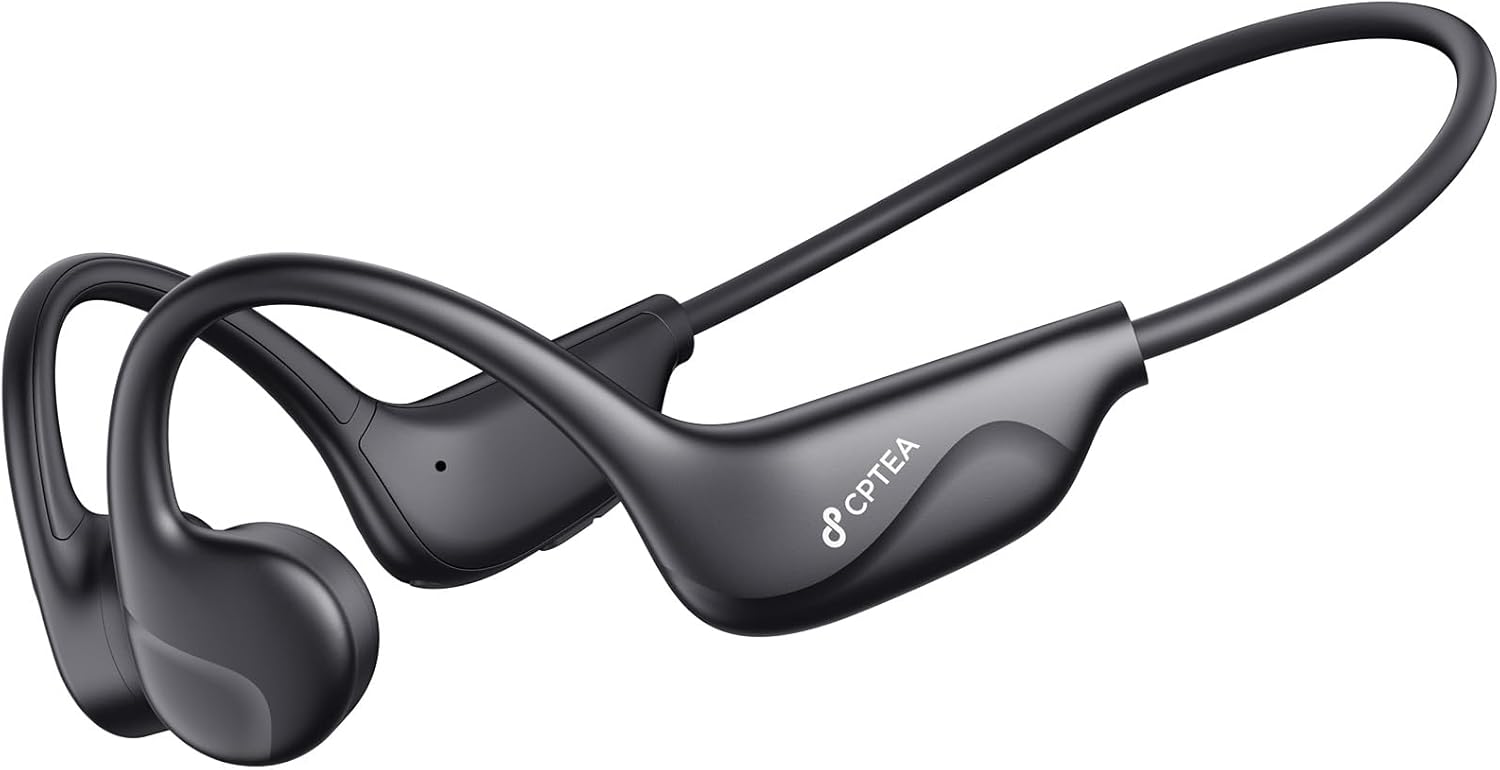 Bone Conduction Headphones, Open Ear, Bluetooth V6.0, IPX5, Sweat Resistant,10Hrs Playtime, Comfortable Fit Sports Wireless Earbuds with Built-in Mic for Running, Gym, Cycling, Outdoor, Black