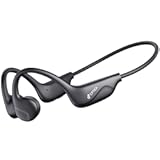 Bone Conduction Headphones, Open Ear, Bluetooth V6.0, IPX5, Sweat Resistant,10Hrs Playtime, Comfortable Fit Sports Wireless Earbuds with Built-in Mic for Running, Gym, Cycling, Outdoor, Black