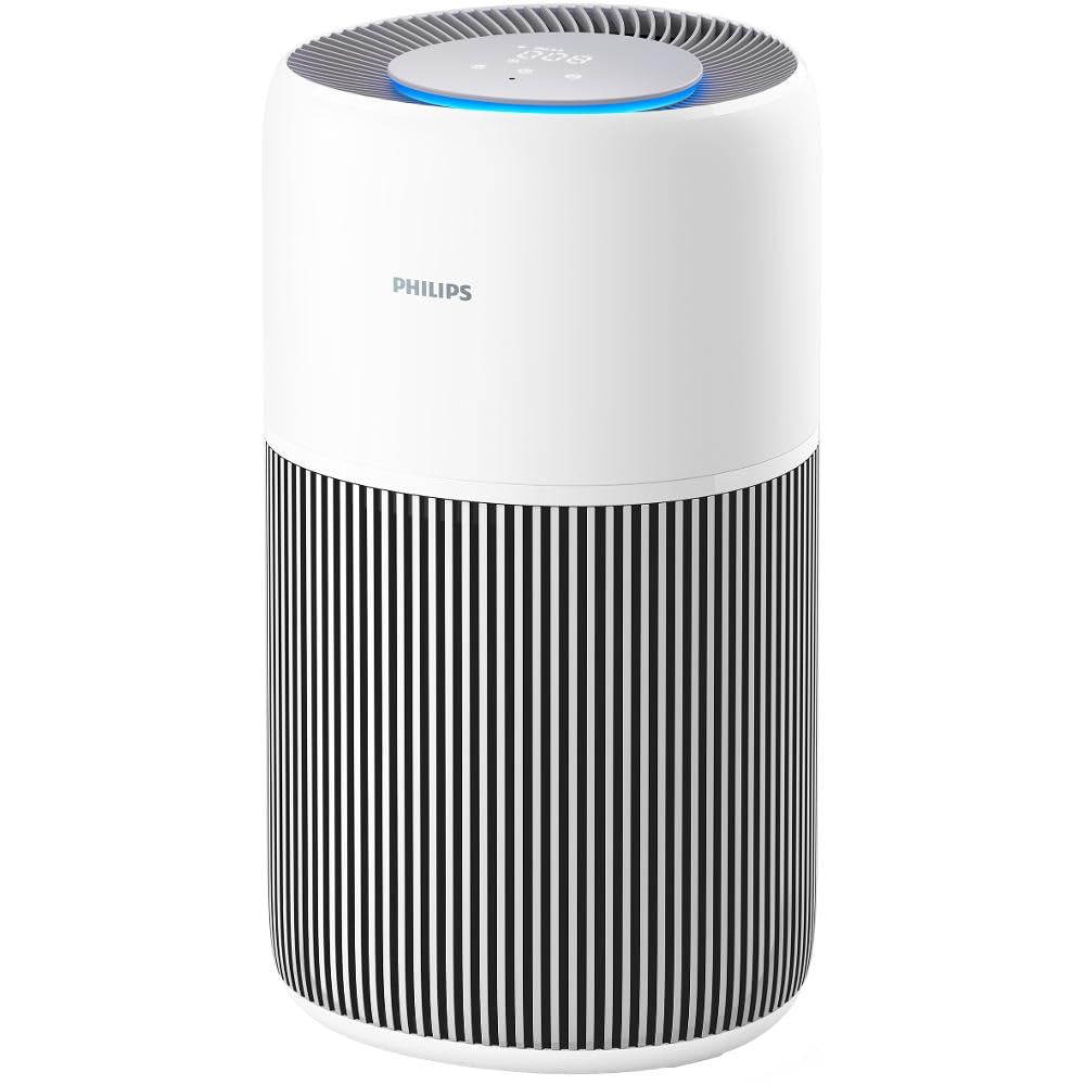 Philips Luftreiniger 2200 Series, HEPA NanoProtect + Aktivkohlefilter, CADR 400m³/h für 109m², Allergiker, Ultra-leise, Intelligenter und langlebiger Filter (AC2220/10)