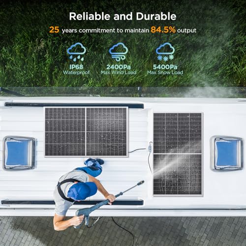 Image of N-Type 16BB 200W Bifacial Solar Panel, 200W Solar Panel for 12V Battery Systems, 25% High Efficiency, Dual-Module Anti-Shade Design, for RV Van Rooftop Home Off-Grid