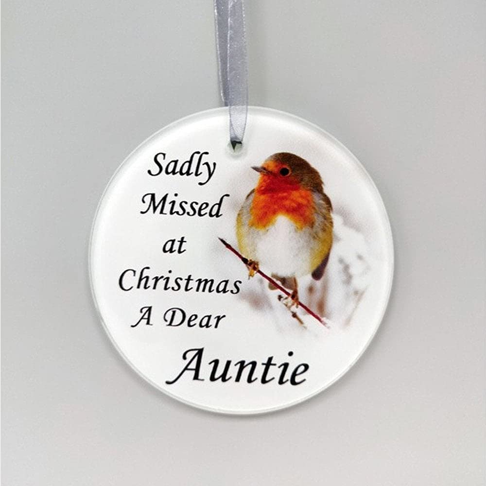 David Fischhoff Robin Christmas Tree Hanging Glass Memorial Ornament (Robin Glassware, Auntie)