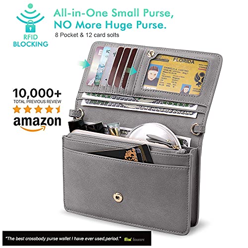 Image of nuoku Women Small Crossbody Bag Cellphone Purse Wallet with RFID Card Slots 2 Straps Wristlet
