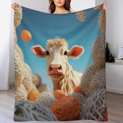 Couverture de lit en flanelle supérieure 180x200cm motif vache pour un confort de salon haut de gamme