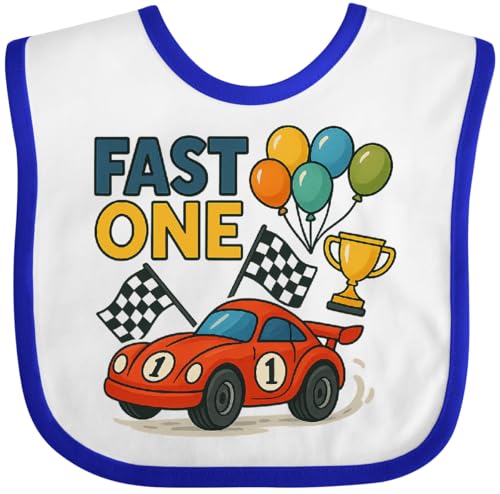 inktastic Fast 1 Race Car with Balloons and Trophy Baby Bib