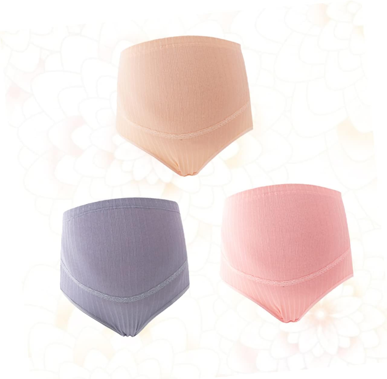 3pcs Cotton High Waist Maternity Underwear Adjustable Stomach Lift Nursing Panties for Pregnant Women Splice Design Random Comfortable and Breathable Assorted Color